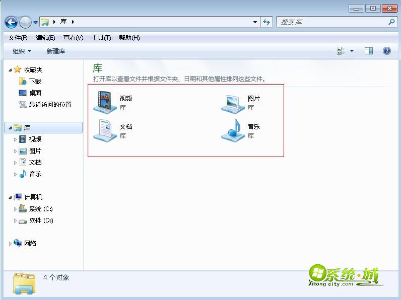 win7系统库示意图